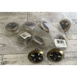 Vintage Floral Brass Door Drawer Cabinet Round Knob Pulls Hardware Lot of 9